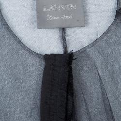 Pre Owned Lanvin Black Sheer Organza Gathered Long Sleeve Blouse M
