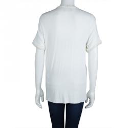 Pre Owned Lanvin White Jersey Embellished Necklace Detail T-Shirt M