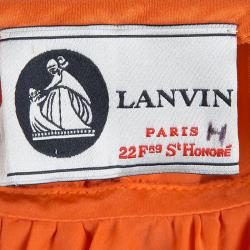Pre Owned Lanvin Orange Silk Draped Sleeveless Blouse L
