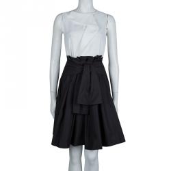 Pre Owned Lanvin En Blue Black Pleat Detail Skirt M