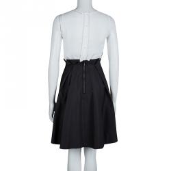 Pre Owned Lanvin En Blue Black Pleat Detail Skirt M