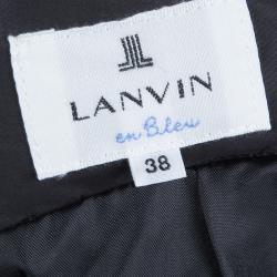 Pre Owned Lanvin En Blue Black Pleat Detail Skirt M