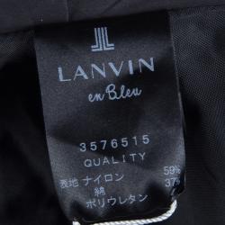 Pre Owned Lanvin En Blue Black Pleat Detail Skirt M