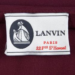 Pre Owned Lanvin Burgundy Silk Ruched Draped Dress S