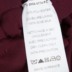 Pre Owned Lanvin Burgundy Silk Ruched Draped Dress S