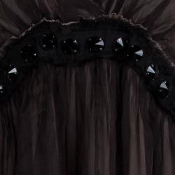 Pre Owned Lanvin Black Silk Studded Sleeveless Dress M