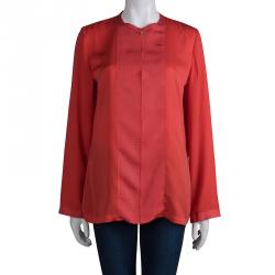 Pre Owned Lanvin Red Long Sleeve Blouse M