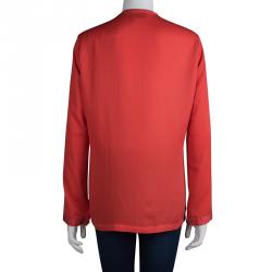 Pre Owned Lanvin Red Long Sleeve Blouse M