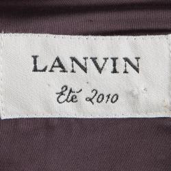 Pre Owned Lanvin Brown Draped Asymmetric Sleeve Drop Waist Dress S