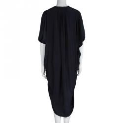 Pre Owned Lanvin Navy Blue Draped Kaftan Dress L