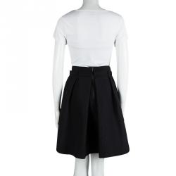 Pre Owned Lanvin Black Textured Box Pleated Skirt M