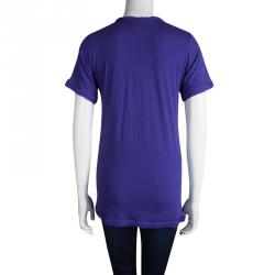 Pre Owned Lanvin Blue Knit Sequin Embellished Chiffon Trim Top S