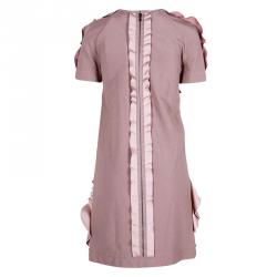 Pre Owned Lanvin Dusky Pink Ruffle Trim Dress S