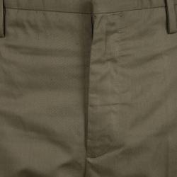 Pre Owned Lanvin Khaki Brown Cotton Trousers M