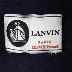 Lanvin Navy Blue Cotton Knit Draped Belted Cardigan M