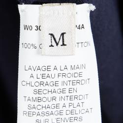 Lanvin Navy Blue Cotton Knit Draped Belted Cardigan M