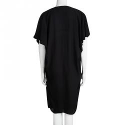 Pre Owned Lanvin Black Silk Oversized Draped Midi Dress S