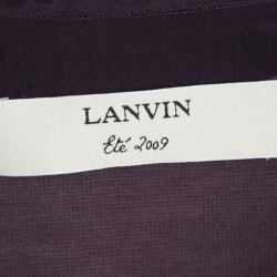 Pre Owned Lanvin Purple Knit Contrast Trim Short Sleeve Top M