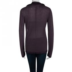 Pre Owned Lanvin Purple Knit Contrast Trim Button Front Cardigan S