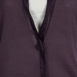 Pre Owned Lanvin Purple Knit Contrast Trim Button Front Cardigan S