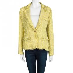 Lanvin Yellow Textured Fringed Edge Jacket M