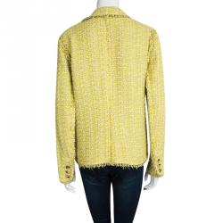 Lanvin Yellow Textured Fringed Edge Jacket M