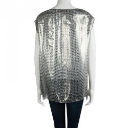 Pre Owned Lanvin Metallic Lurex Silk Sleeveless Sheer Top M