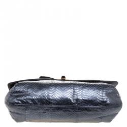 Pre Owned Lanvin Metallic Navy Blue Python Happy Shoulder Bag
