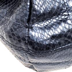 Pre Owned Lanvin Metallic Navy Blue Python Happy Shoulder Bag