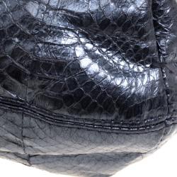 Pre Owned Lanvin Metallic Navy Blue Python Happy Shoulder Bag