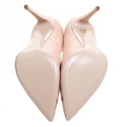Pre Owned Le Silla Peach Crystal Embellished Leather Pointed Toe Pumps Size 40