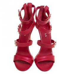 Pre Owned Le Silla Red Leather Minerva Strappy Sandals Size 40