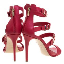 Pre Owned Le Silla Red Leather Minerva Strappy Sandals Size 40