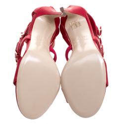 Pre Owned Le Silla Red Leather Minerva Strappy Sandals Size 40