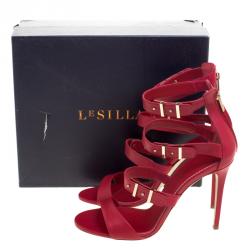 Pre Owned Le Silla Red Leather Minerva Strappy Sandals Size 40