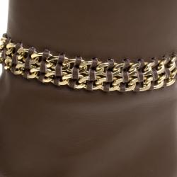 Pre Owned Le Silla Brown Leather Chain Detail Knee High Boots Size 39