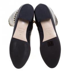 Pre Owned Le Silla Black Leather Chain Detail Knee High Boots Size 40