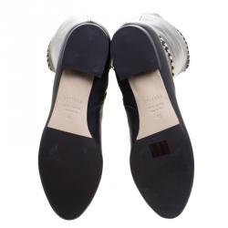 Pre Owned Le Silla Black Leather Chain Detail Knee High Boots Size 41