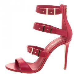 Le Silla Red Leather Minerva Strappy Sandals Size 37