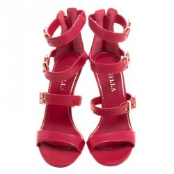 Le Silla Red Leather Minerva Strappy Sandals Size 37