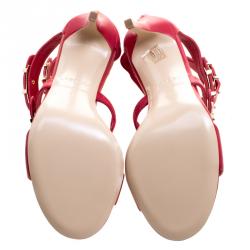 Le Silla Red Leather Minerva Strappy Sandals Size 37