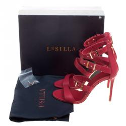 Le Silla Red Leather Minerva Strappy Sandals Size 37