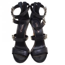 Pre Owned Le Silla Black Leather Minerva Strappy Sandals Size 37.5