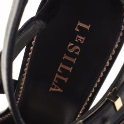 Pre Owned Le Silla Black Leather Minerva Strappy Sandals Size 37.5