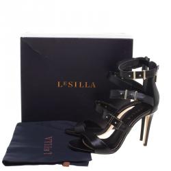 Pre Owned Le Silla Black Leather Minerva Strappy Sandals Size 37.5