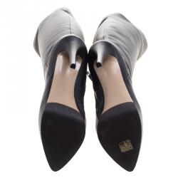 Pre Owned Le Silla Black Leather Over The Knee Platform Boots Size 37.5