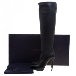Pre Owned Le Silla Black Leather Over The Knee Platform Boots Size 37.5