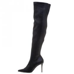 Le Silla Black Python Over The Knee Pointed Toe Boots Size 40