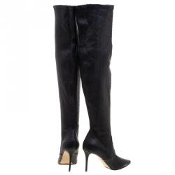 Le Silla Black Python Over The Knee Pointed Toe Boots Size 40