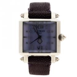 Locman Purple Mother of Pearl N.F0135 Sharkskin Leather Women's Wristwatch 37MM